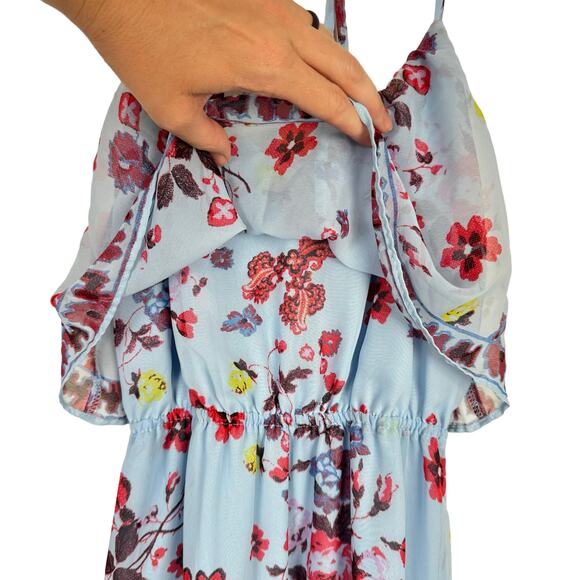 Princess Vera Wang Juniors Blue Floral Double Slit Strappy Maxi Dress - Picture 6 of 11